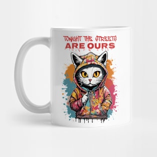 grafitti cat in hoodie Mug